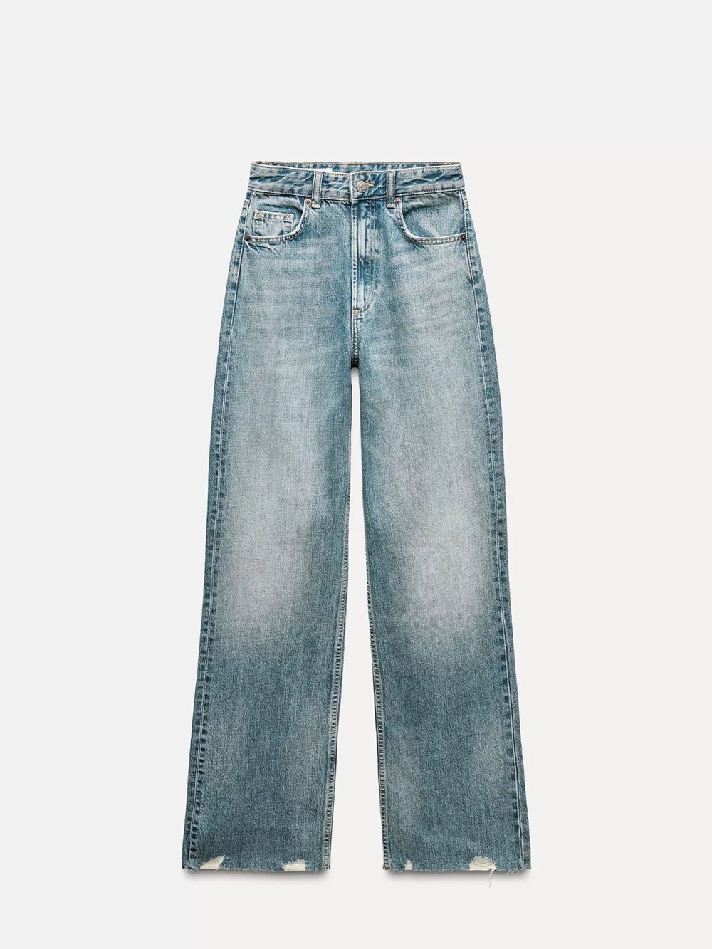 Zara Light Blue Wide-Leg High-Rise Jeans
